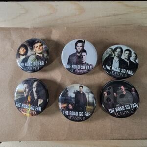 Set of 6 Supernatural 1.25" Pins "The Road So Far: Season 3, 5, 8, 10, 11 & 12"